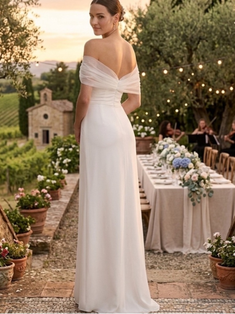 New Lulus Elegant Off-Shoulder White/ Ivory Bridal Wedding Dress Sz XS